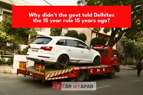 An Audi towed on truck in delhi because it is 15 years old